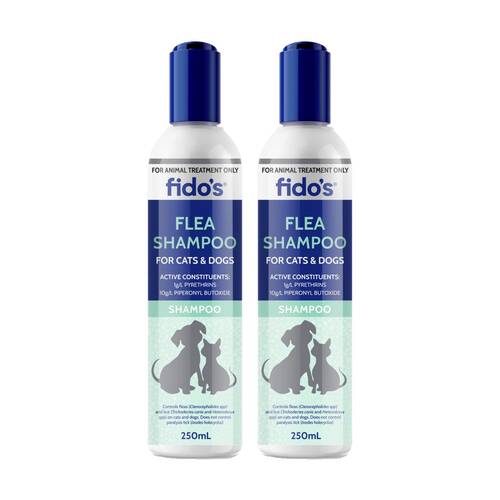 2PK Fidos Pet Dog & Cat Grooming Washing Care Shampoo Flea 250ml