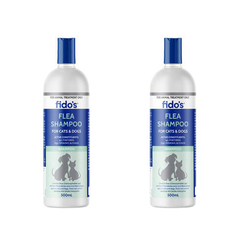 2PK Fidos Pet Dog & Cat Grooming Washing Care Shampoo Flea 500ml