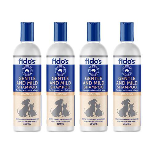 4PK Fidos Pet Dog & Cat Grooming Washing Care Shampoo Gentle Mild 250ml