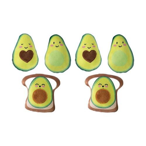 2x 3pc Petshop By Fringe Studio Avocado on Toast Small Dog Squeaker Toys Set Green
