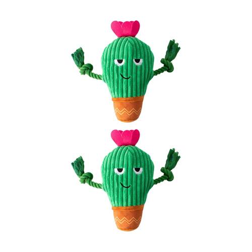 2PK Petshop By Fringe Studio You Grow Chica! Cactus Soft Plush Dog Toy Green