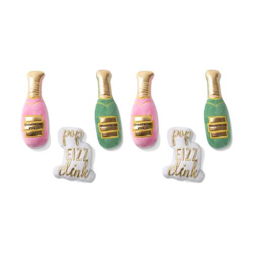 2x 3pc Petshop By Fringe Studio Minis Champagne Plush Dog Toy Set Multicolour