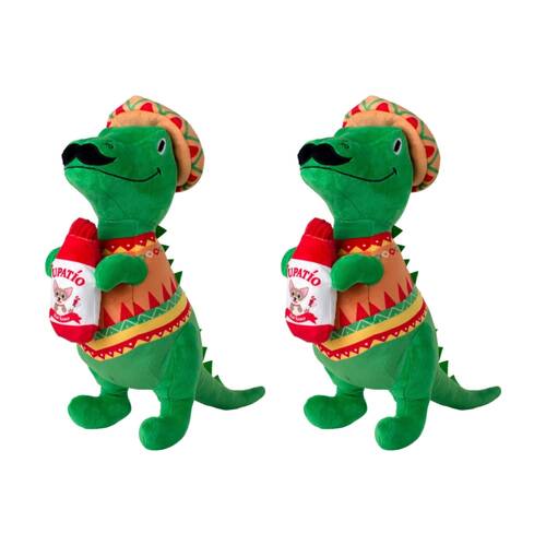 2PK Petshop By Fringe Studio Fiesta Saurus Dinosaur Plush Dog Toy Extra Large
