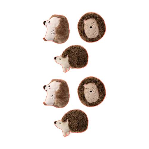 2x 3pc Fringe Studio Hedgehogs Small Plush Dog Toys Set Brown