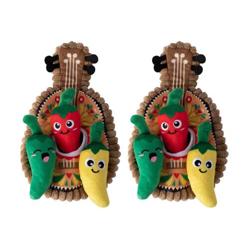 2PK Petshop By Fringe Studio Fiesta Till You Siesta Guitar/Chili Burrow Dog Toy