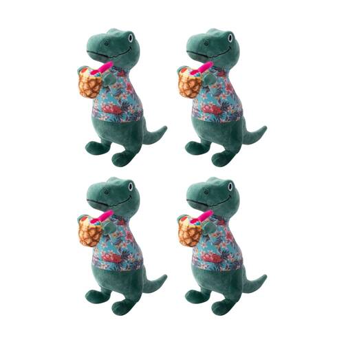 4PK Fringe Studio Dinosaur 5 O Clock Somewhere Plush Dog Toy