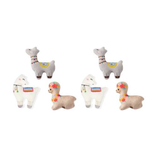 2x 3pc Petshop By Fringe Studio Mini Llama's Love Plush Dog Toy Set Multicolour