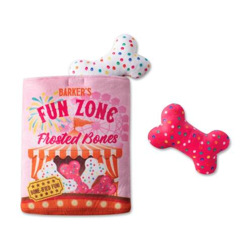 3pc Petshop By Fringe Studio Plush Burrow Interactive Dog Toy Set Fun Zone Bones