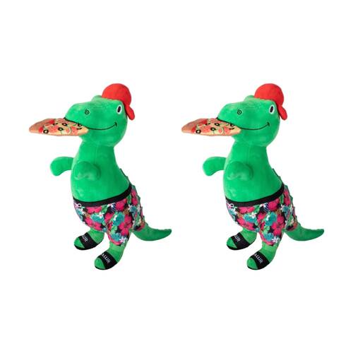 2PK Petshop By Fringe Studio Pizzasaurus Rex Dinosaur Plush Dog Toy Extra Large