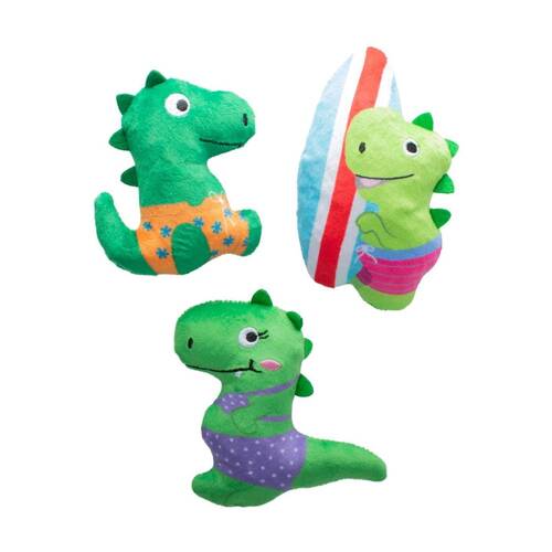 3pc Petshop By Fringe Studio Rawr-ing Summer Swimming Dinosaurs Dog Toy Set