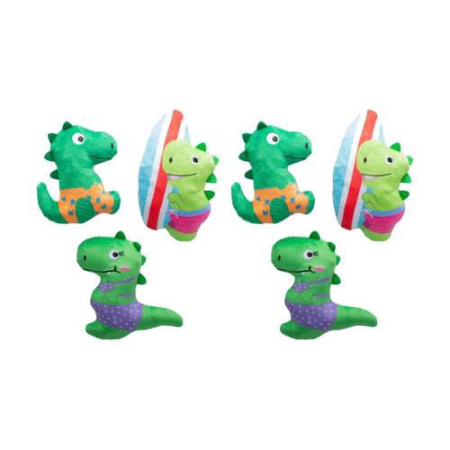 2x 3pc Petshop By Fringe Studio Rawr-ing Summer Swimming Dinosaurs Dog Toy Set