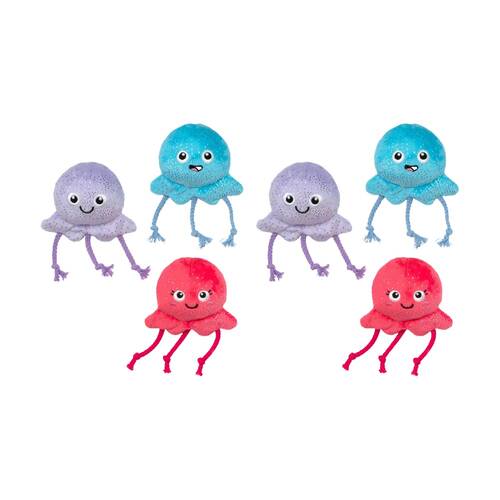2x 3pc Fringe Studio Too Tentacool Soft Plush Small Dog Toy Set Multicolour