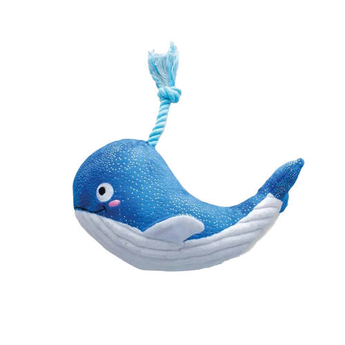 Fringe Studio Whale Hello There Soft Plush Dog Toy Blue/White