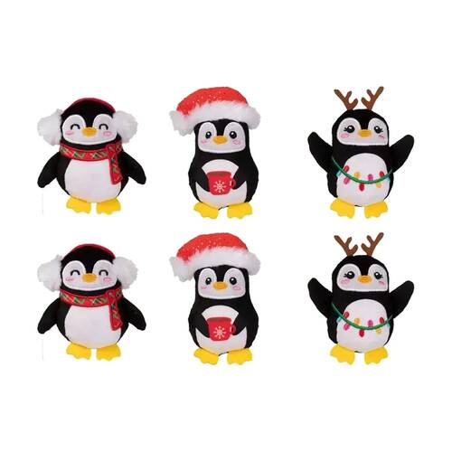 2x 3pc Fringe Studio Waddle Penguin Squad Soft Plush Small Dog Toy Set Multicolour