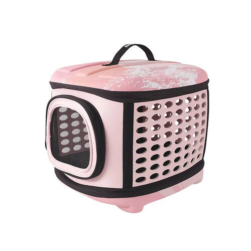 Ibiyaya Collapsible Travelling Pet Carrier for Cats & Dogs Pink Sunset