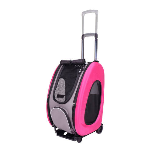 Ibiyaya 5-in-1 Combo EVA Pet Carrier/Pram/Stroller For Pets up to 8pk Hot Pink