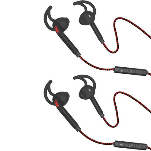 2PK Xipin 1.2m Water & Sweat Proof Sports Headphones w/Mic/Control Keys - Black