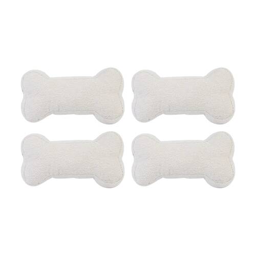 4PK Lilly & Dash Pet Dog Interactive Squeaker Bone Toy 200x150x150mm Milk