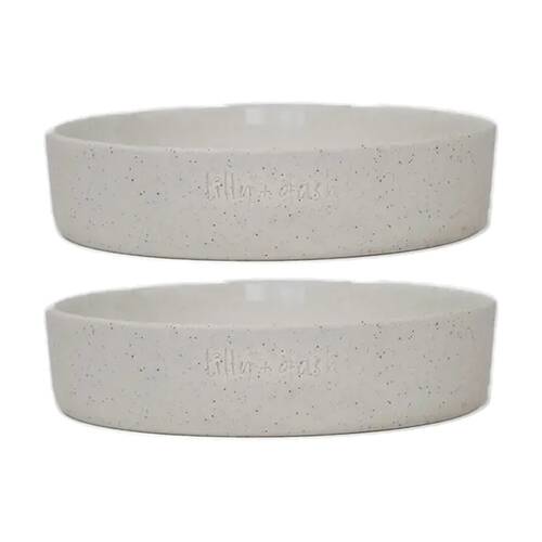 2PK Lilly & Dash Pet Cat Feeding Drinking Dish Bowl 265ml Milk Speckle