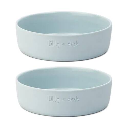2PK Lilly & Dash Pet Dog Cat 1.75L Food Water Drinking Bowl 230x210x70mm Sky