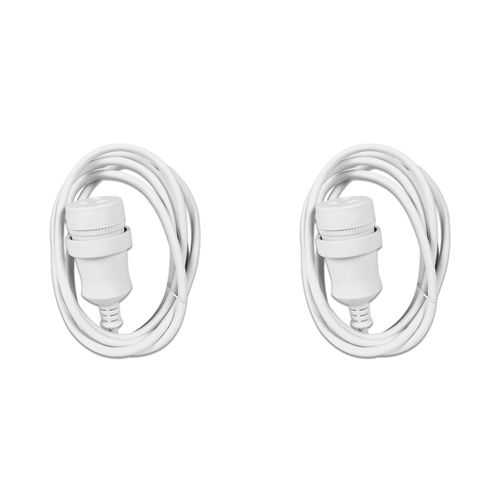 2PK Crest 2m Piggy Back Plug Socket Extension Lead Cable - White