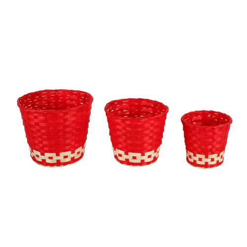 3pc Colours Of Christmas 23/19/17cm Planter Large - Red/White