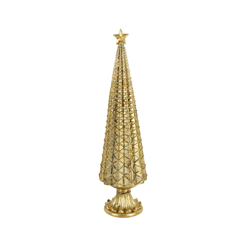 Colours Of Christmas 34cm Xmas Tree Resin Standing w/ Star - Gold