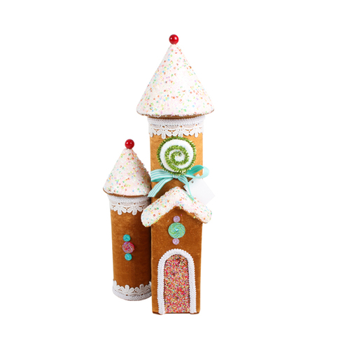 Colours Of Christmas 45x17cm Candy Xmas Gingerbread Castle Cake Ornament