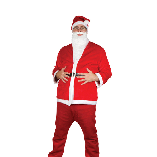 5pc Colours Of Christmas Deluxe Santa Suit Outfit - Adult