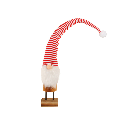 Colours Of Christmas 78cm Long Gnome Santa On Wood Stand