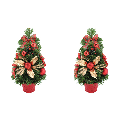 2PK Colours Of Christmas 30cm Red Foil Poinsettia Xmas Tree