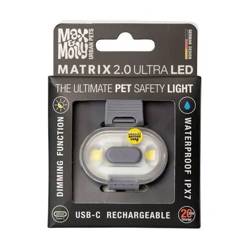 Max & Molly Matrix 2.0 Ultra LED USB-C Rechargeable Pet Safety Light Stone