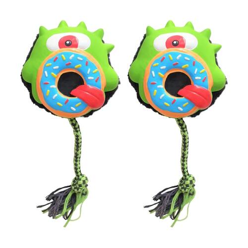 2PK Max & Molly Squeaker Snuggles Dog Chewing Toy w/ Cotton Rope Bob the Blob