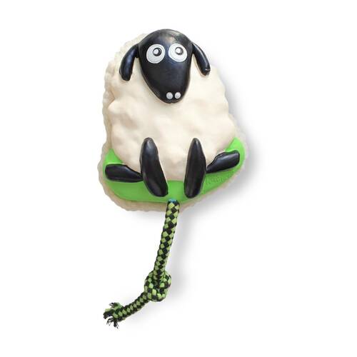 Max & Molly Squeaker Snuggles Dog Chewing Toy w/ Cotton Rope Woody The Sheep