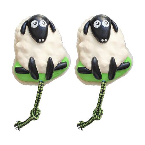 2PK Max & Molly Squeaker Snuggles Dog Chewing Toy w/ Cotton Rope Woody The Sheep