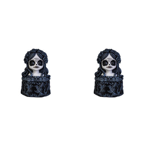 2PK Dead & Beautiful Trinket Box Black Roses Gothic Day of the White and Storage