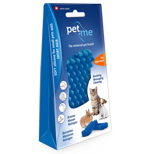 Pet & Me Silicone Brush For Short Hair Pet Small Dogs & Cats Blue
