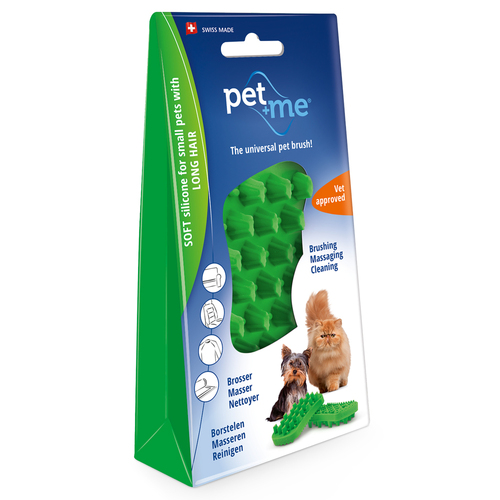 Pet & Me Brush For Long Hair Pet Small Dogs & Cats Green Silicone