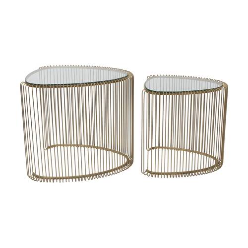 2pc NF Living Line Up Nested Side Table Metal & Mirror Glass Finish - Gold