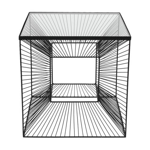 NF Living Cube-icle Side Table 45x45cm Metal & Mirror Glass Finish - Black
