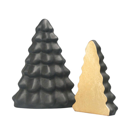 White Moose Christmas Tree Home Tabletop Decor Set - Black/Gold