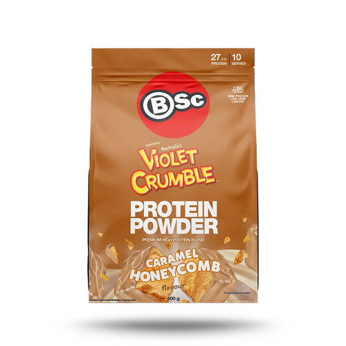 BSc x Violet Crumble Protein Powder Post Workout 400g Caramel Honeycomb