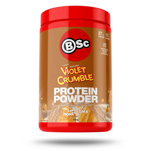 BSc x Violet Crumble Protein Powder Post Workout 700g Caramel Honeycomb
