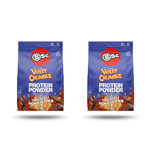 2PK BSc x Violet Crumble Protein Powder Post Workout 400g Chocolate Honeycomb