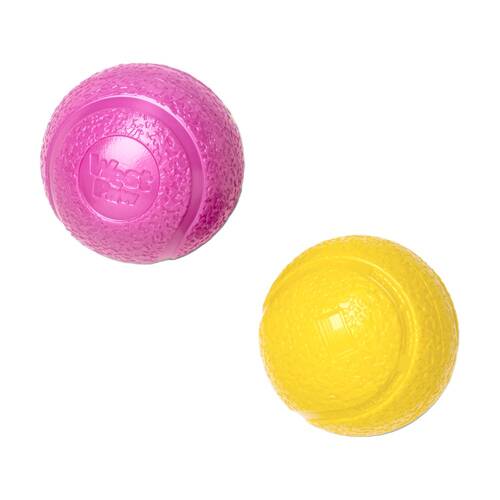 2pc West Paw Boundr Pet Dog Ball Throwing Chew Toy Small Dandelion/Hot Pink