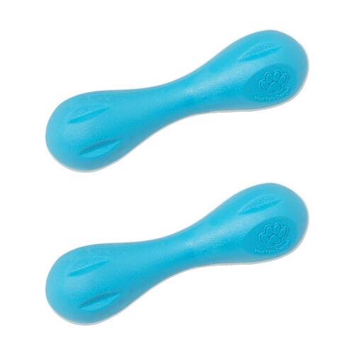 2PK West Paw Hurley Bone Pet Dog Fetch Throwing Chew Toy Small Aqua Blue