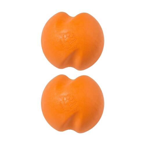 2PK West Paw Jive Pet Dog Ball Throwing Soft Chew Toy Extra Small Tangerine