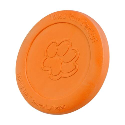West Paw Zisc Pet Dog Flying Disc Fetch Throwing Toy Small Tangerine