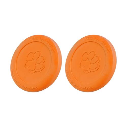 2PK West Paw Zisc Pet Dog Flying Disc Fetch Throwing Toy Small Tangerine