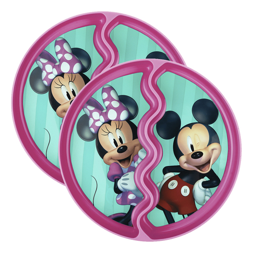2PK Disney Junior Minnie Mouse Suction Plate Kids 12m+ Pink